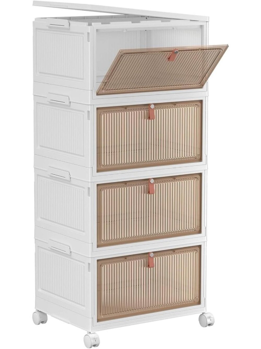 Stackable 4-Tier Plastic Storage Bins with Lids - 32QT Organizing Solution